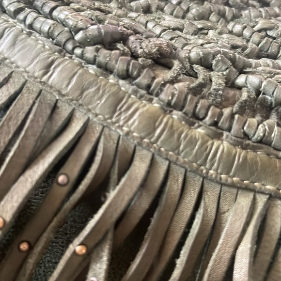 Free People Green Leather Fringe Shoulder/Crossbody Bag - Picture 3 of 11